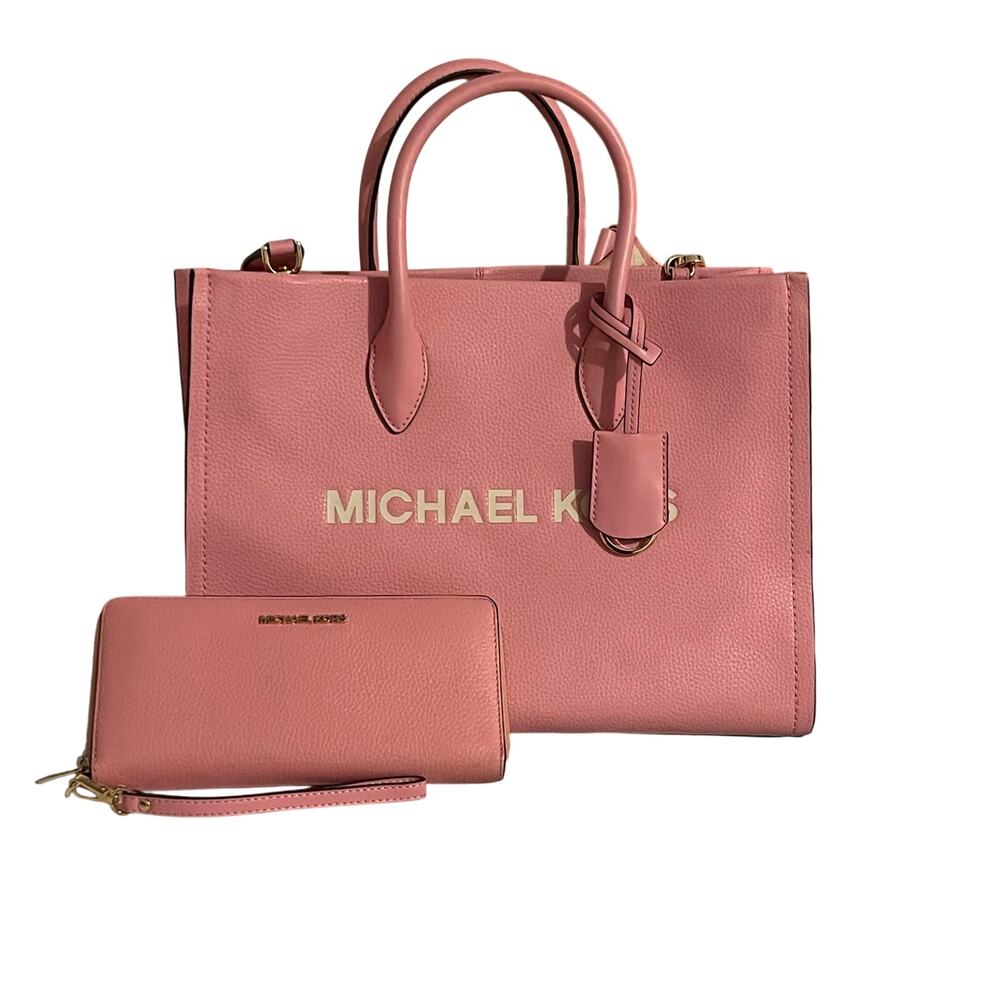 ♡ Michael Kors Purse & Wallet Mirella Pink with Gold Accents